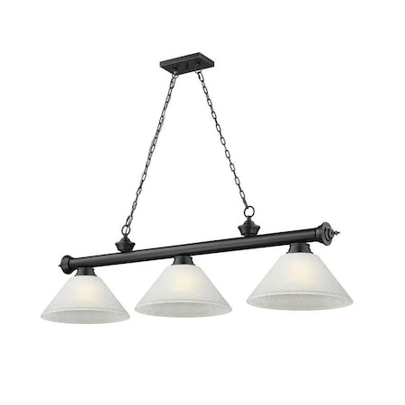 Z-Lite Cordon 3 Light Billiard, Matte Black & White Linen 2306-3MB-AWL14